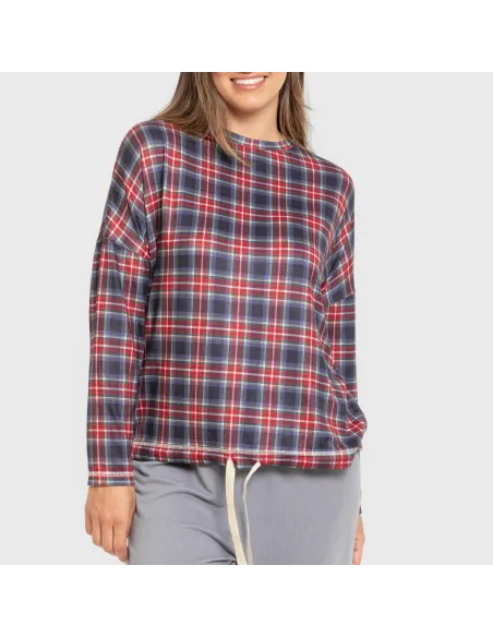 Pijama comprido Secret mulher Cuadro Tuc indigo pijamas-compridos-de-mulher