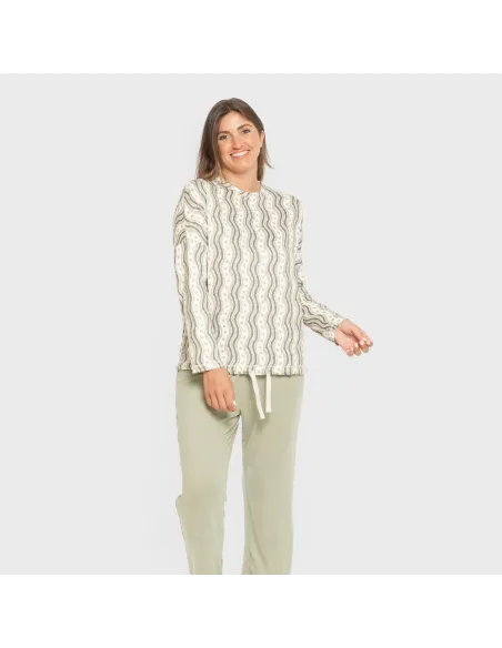 Pijama comprido Secret mulher Begonia verde pijamas-compridos-de-mulher