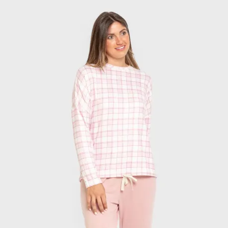 Pijama comprido Secret mulher Cuadro Barbie rosa pijamas-compridos-de-mulher