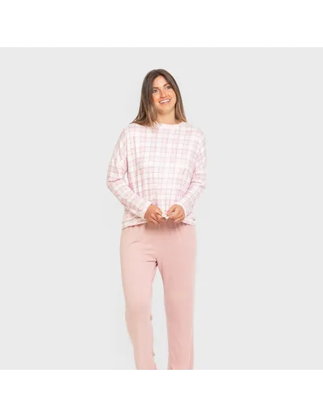 Pijama comprido Secret mulher Cuadro Barbie rosa pijamas-compridos-de-mulher
