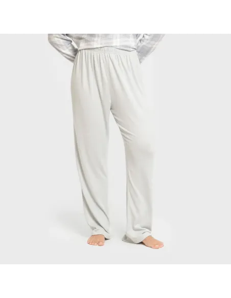 Pijama comprido Secret mulher Cuadro Portland azul grisaceo pijamas-compridos-de-mulher