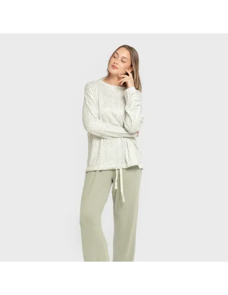 Pijama comprido Secret mulher Veleta verde pijamas-compridos-de-mulher