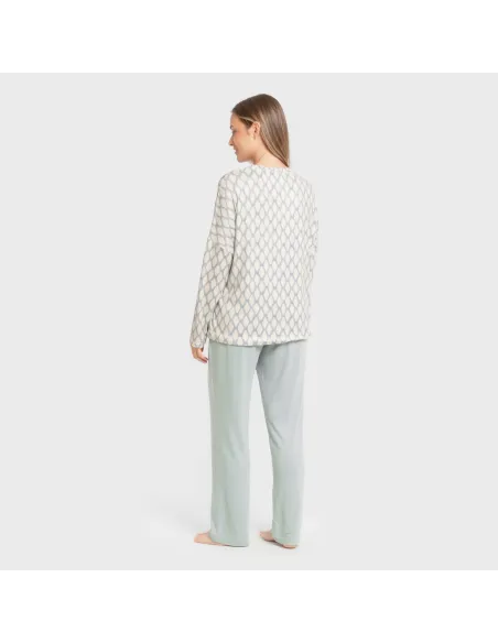 Pijama comprido Secret mulher Orlando azul pijamas-compridos-de-mulher