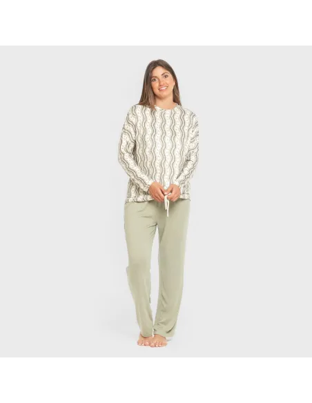Pijama comprido Secret mulher Begonia verde pijamas-compridos-de-mulher