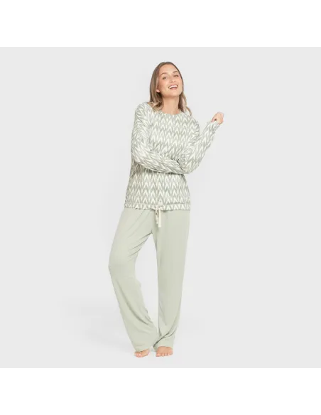 Pijama comprido Secret mulher Alfa verde claro pijamas-compridos-de-mulher