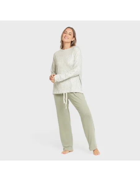 Pijama comprido Secret mulher Veleta verde pijamas-compridos-de-mulher