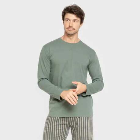 Pijama homem flanela Raya Marsellita verde - arena pijamas-compridos-homem