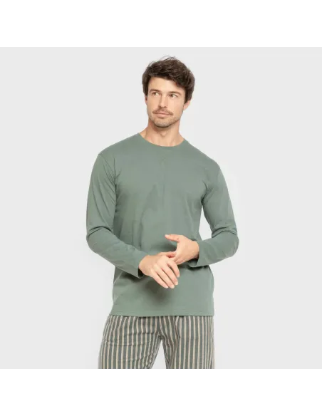 Pijama homem flanela Raya Marsellita verde - arena pijamas-compridos-homem