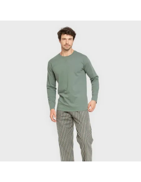 Pijama homem flanela Raya Marsellita verde - arena pijamas-compridos-homem