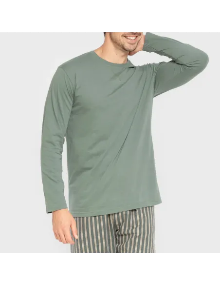 Pijama homem flanela Raya Marsellita verde - arena pijamas-compridos-homem