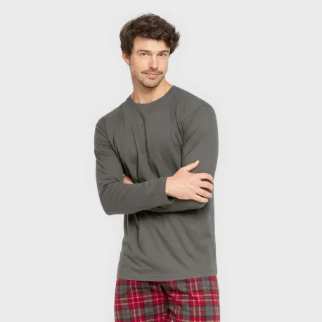 Pijama homem flanela Cuadro Guelo verde caça pijamas-compridos-homem