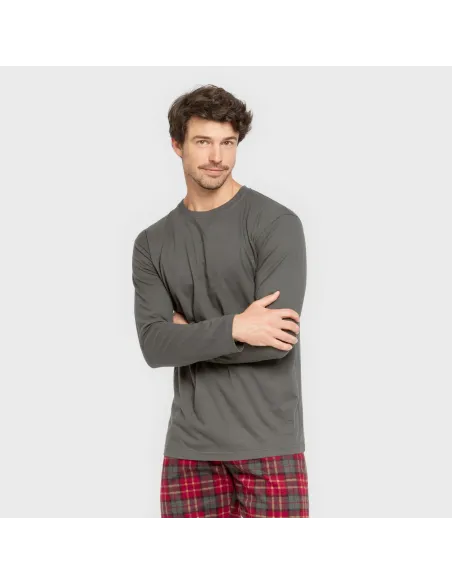 Pijama homem flanela Cuadro Guelo verde caça pijamas-compridos-homem