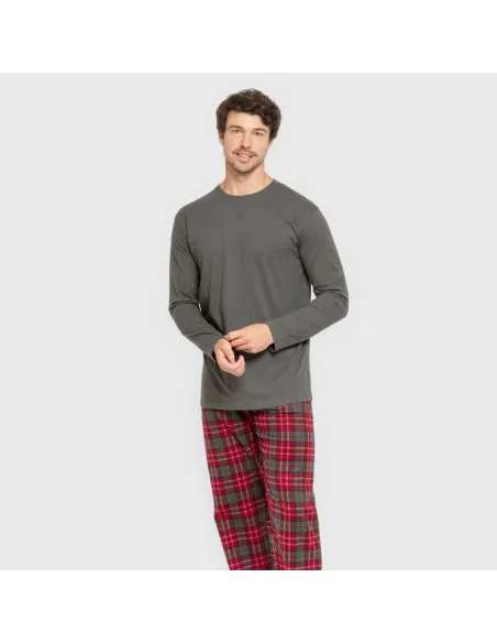 Pijama homem flanela Cuadro Guelo verde caça pijamas-compridos-homem