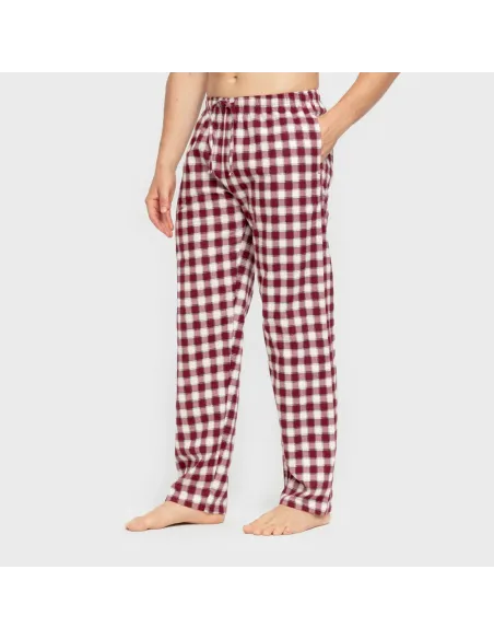 Pijama homem flanela Cuadro Gustavo bordeaux pijamas-compridos-homem