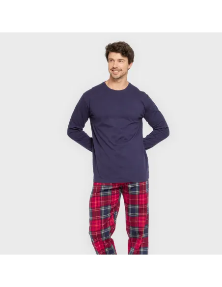 Pijama homem flanela Cuadro Bilbo azul marino pijamas-compridos-homem