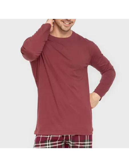 Pijama homem flanela Cuadro Sauron bordeaux pijamas-compridos-homem