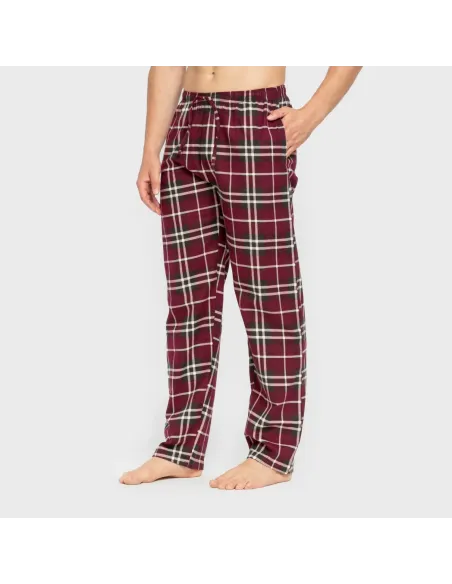 Pijama homem flanela Cuadro Sauron bordeaux pijamas-compridos-homem