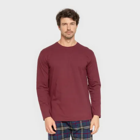 Pijama homem flanela Cuadro Tejada bordeaux pijamas-compridos-homem