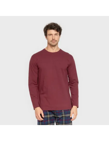 Pijama homem flanela Cuadro Tejada bordeaux pijamas-compridos-homem