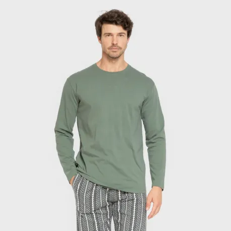 Pijama homem flanela Cronos verde pijamas-compridos-homem