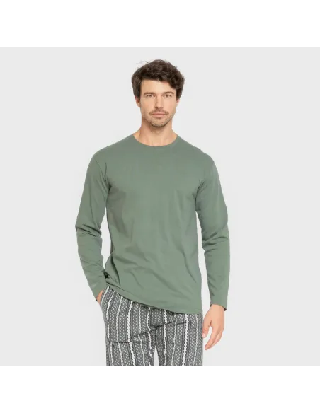 Pijama homem flanela Cronos verde pijamas-compridos-homem