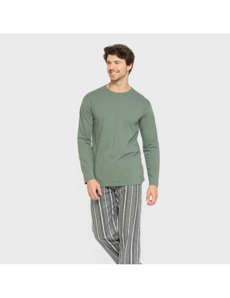 Pijama homem flanela Cronos verde pijamas-compridos-homem