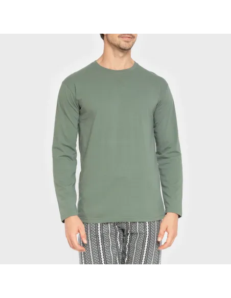 Pijama homem flanela Cronos verde pijamas-compridos-homem