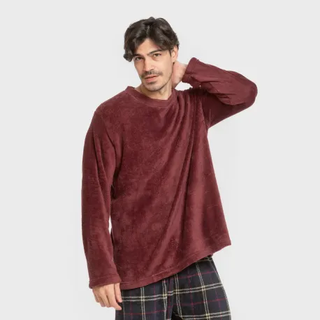 Pijama coral homem Cuadro Tejada bordeaux pijamas-compridos-homem