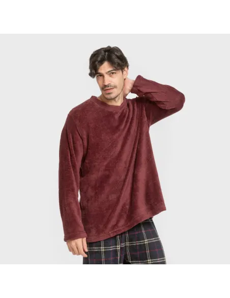 Pijama coral homem Cuadro Tejada bordeaux pijamas-compridos-homem