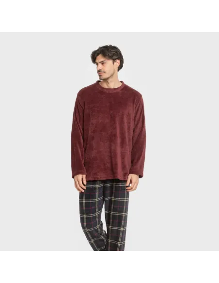 Pijama coral homem Cuadro Tejada bordeaux pijamas-compridos-homem