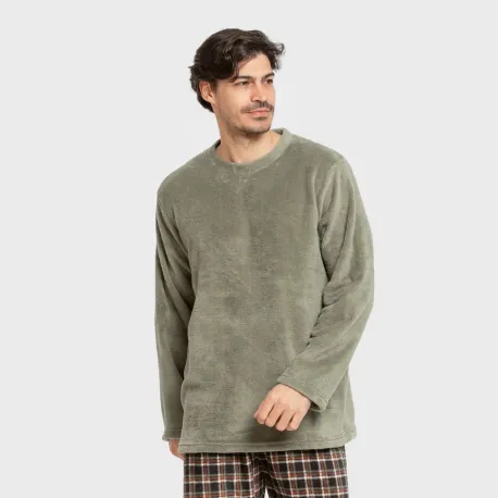 Pijama coral homem Cuadro Frankfurt verde pijamas-compridos-homem