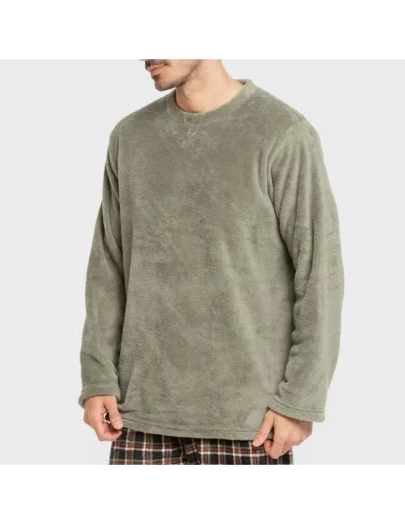 Pijama coral homem Cuadro Frankfurt verde pijamas-compridos-homem