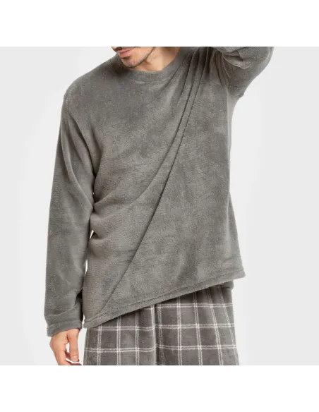 Pijama coral homem Cuadro Nidari cinza pijamas-compridos-homem