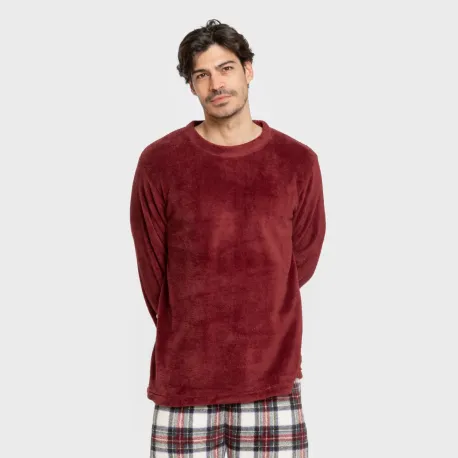 Pijama coral homem Cuadro Celestia bordeaux pijamas-compridos-homem