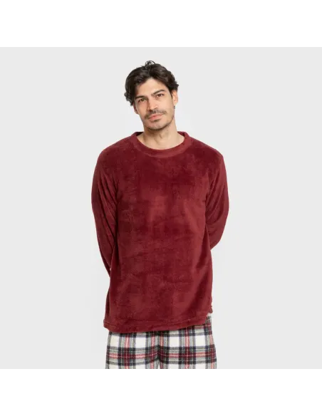 Pijama coral homem Cuadro Celestia bordeaux pijamas-compridos-homem