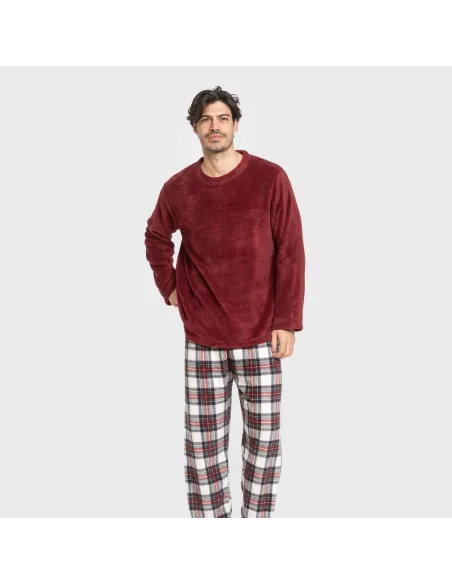 Pijama coral homem Cuadro Celestia bordeaux pijamas-compridos-homem