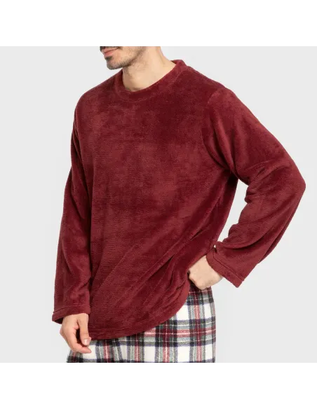 Pijama coral homem Cuadro Celestia bordeaux pijamas-compridos-homem