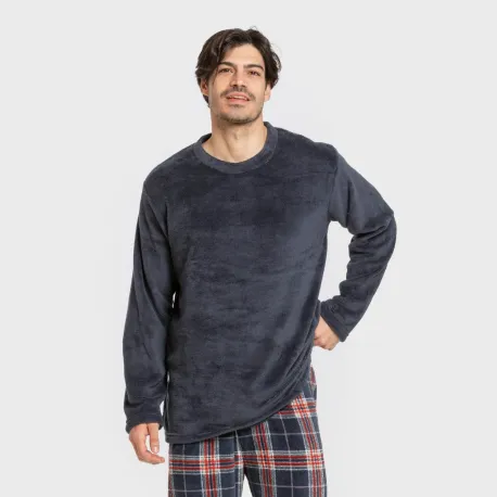 Pijama coral homem Cuadro Curtis azul marino pijamas-compridos-homem