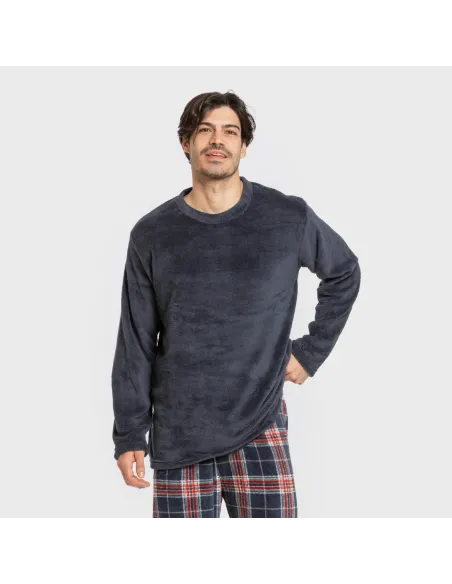 Pijama coral homem Cuadro Curtis azul marino pijamas-compridos-homem