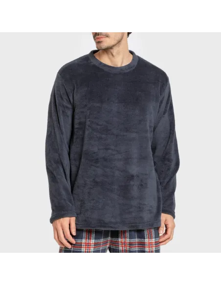 Pijama coral homem Cuadro Curtis azul marino pijamas-compridos-homem