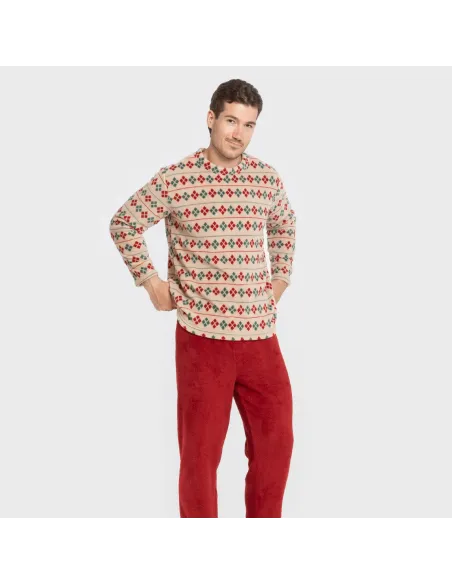 Pijama coral homem Casimira bordeaux pijamas-compridos-homem