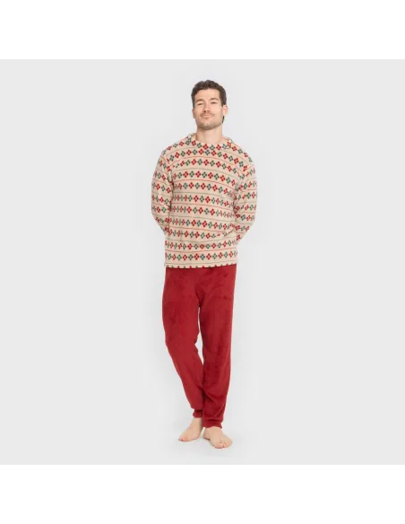 Pijama coral homem Casimira bordeaux pijamas-compridos-homem