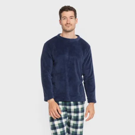 Pijama coral homem Cuadro Ferni azul marino pijamas-compridos-homem