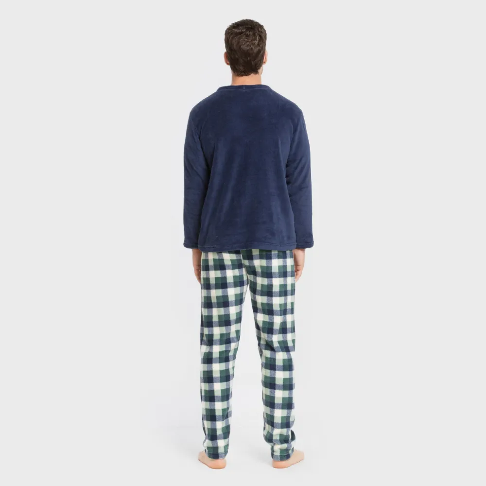 Pijama coral homem Cuadro Ferni azul marino pijamas-compridos-homem