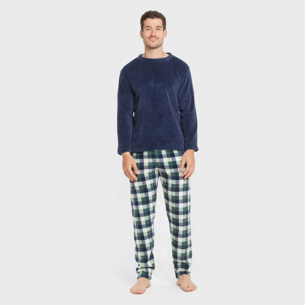 Pijama coral homem Cuadro Ferni azul marino pijamas-compridos-homem