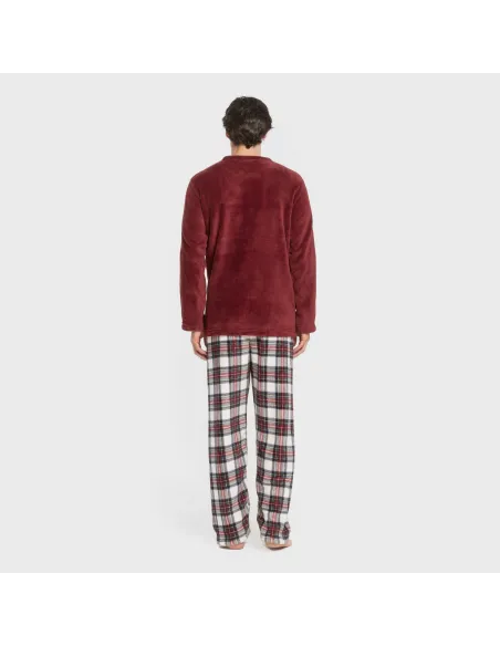 Pijama coral homem Cuadro Celestia bordeaux pijamas-compridos-homem