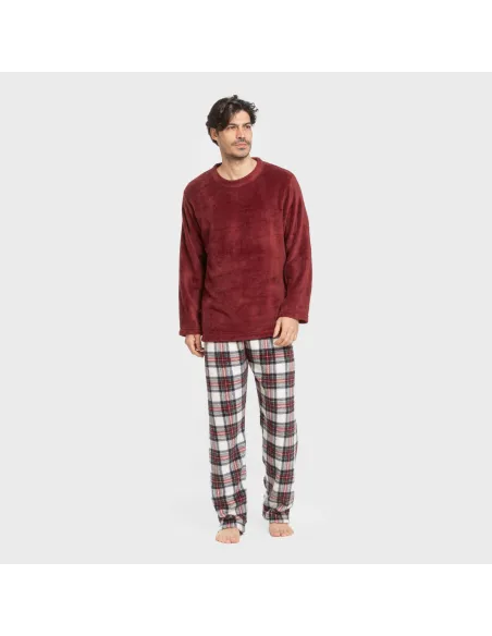 Pijama coral homem Cuadro Celestia bordeaux pijamas-compridos-homem