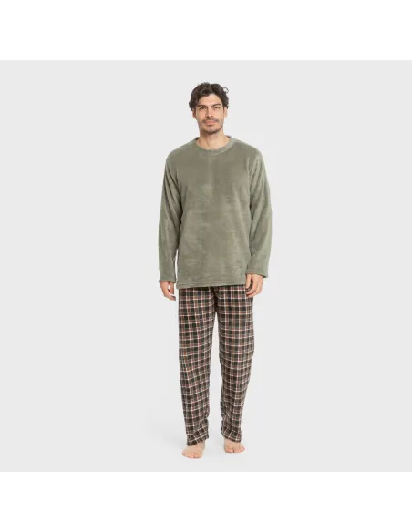 Pijama coral homem Cuadro Frankfurt verde pijamas-compridos-homem