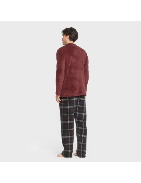 Pijama coral homem Cuadro Tejada bordeaux pijamas-compridos-homem