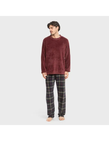 Pijama coral homem Cuadro Tejada bordeaux pijamas-compridos-homem